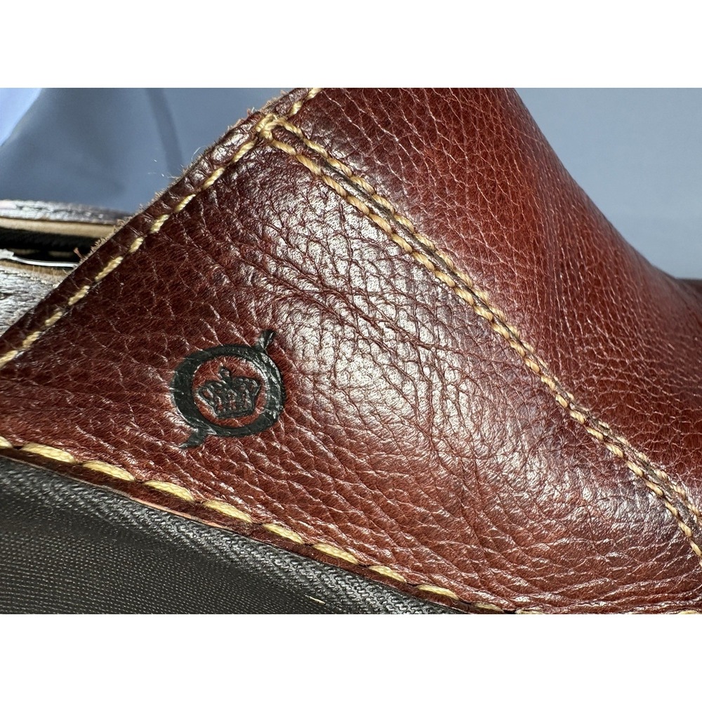 Born Shoes Women 10 M/W Brown Leather Clogs Mules Wedge Opanka Handcrafted W6510